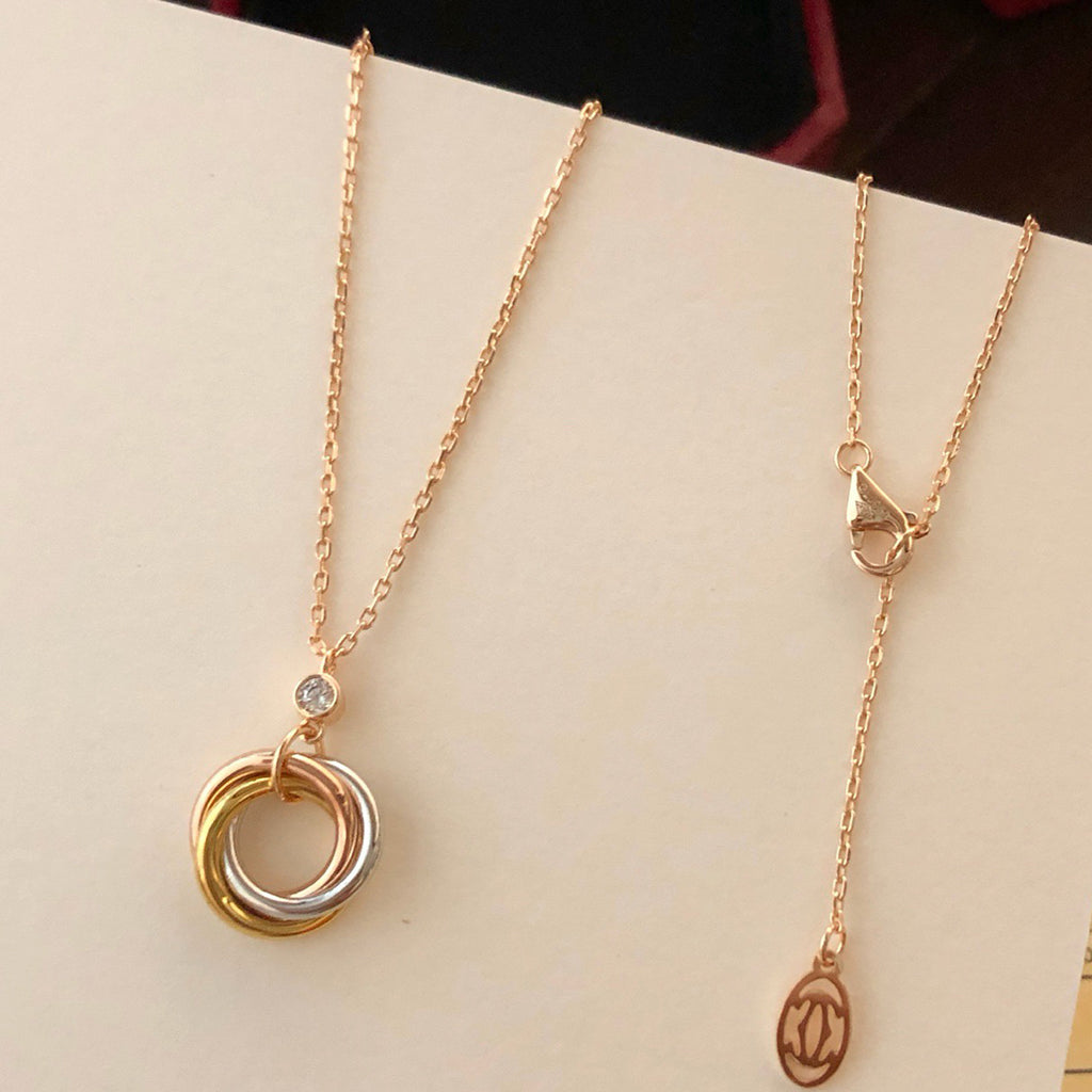 [Luxe Jewelry]TRINITY  NECKLACE 1 DIAMOND