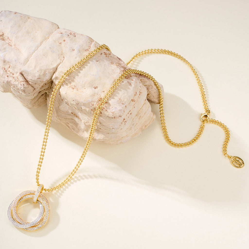 [Luxe Jewelry]TRINITY LARGE FULL DIAMOND  NECKLACE