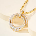 [Luxe Jewelry]TRINITY LARGE FULL DIAMOND  NECKLACE