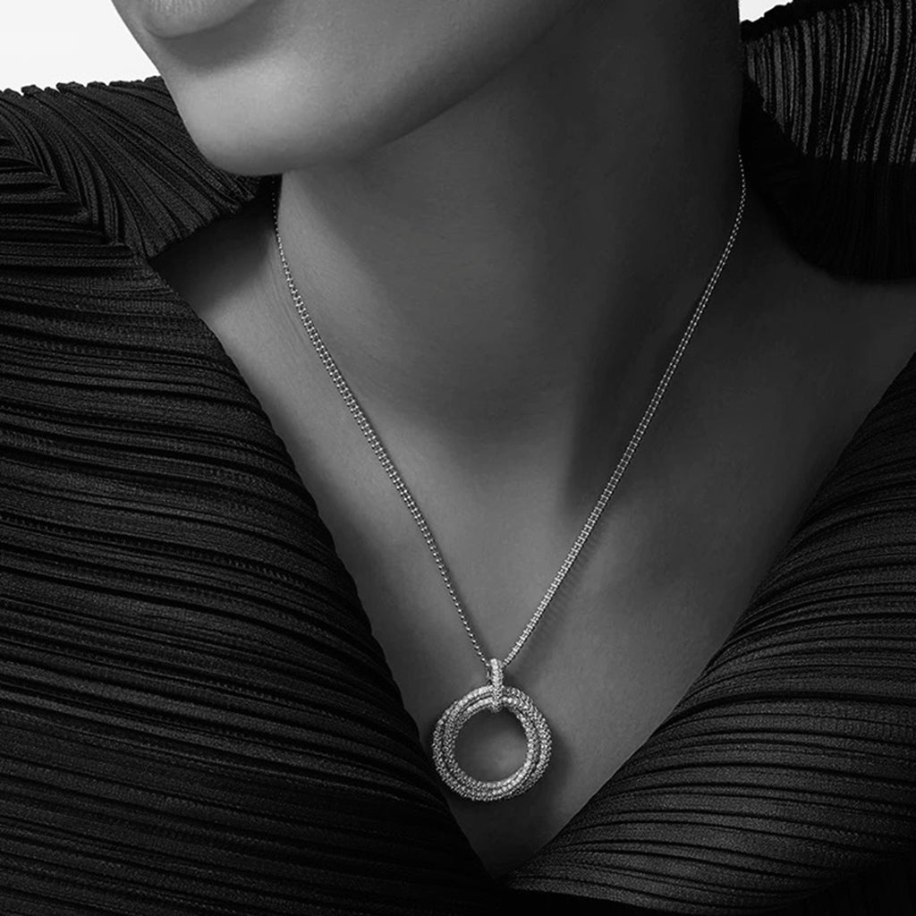 [Luxe Jewelry]TRINITY LARGE FULL DIAMOND  NECKLACE
