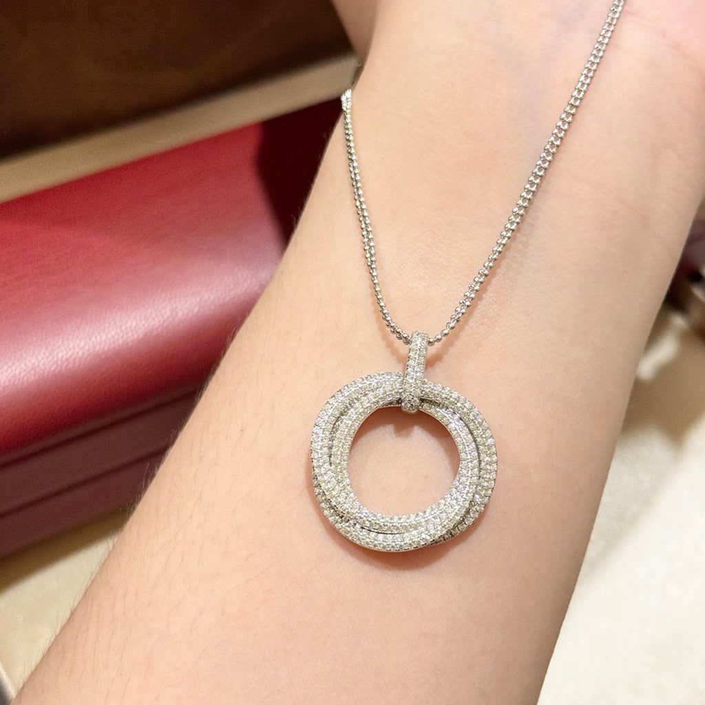 [Luxe Jewelry]TRINITY LARGE FULL DIAMOND  NECKLACE
