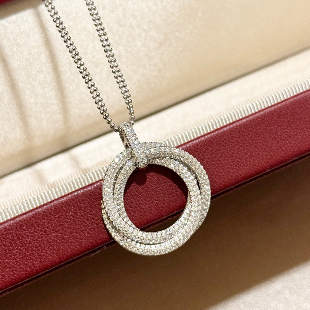 [Luxe Jewelry]TRINITY LARGE FULL DIAMOND  NECKLACE