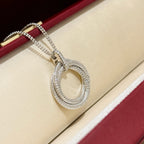 [Luxe Jewelry]TRINITY LARGE FULL DIAMOND  NECKLACE