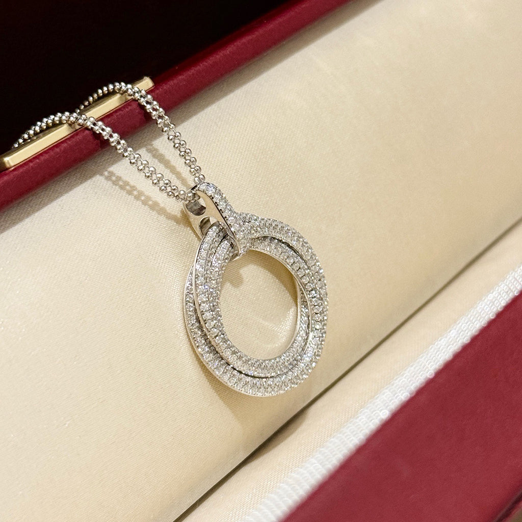 [Luxe Jewelry]TRINITY LARGE FULL DIAMOND  NECKLACE
