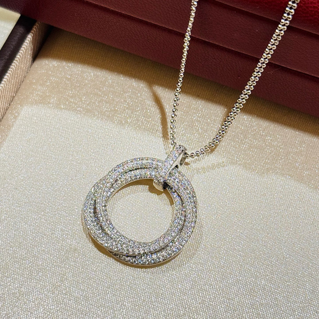 [Luxe Jewelry]TRINITY LARGE FULL DIAMOND  NECKLACE