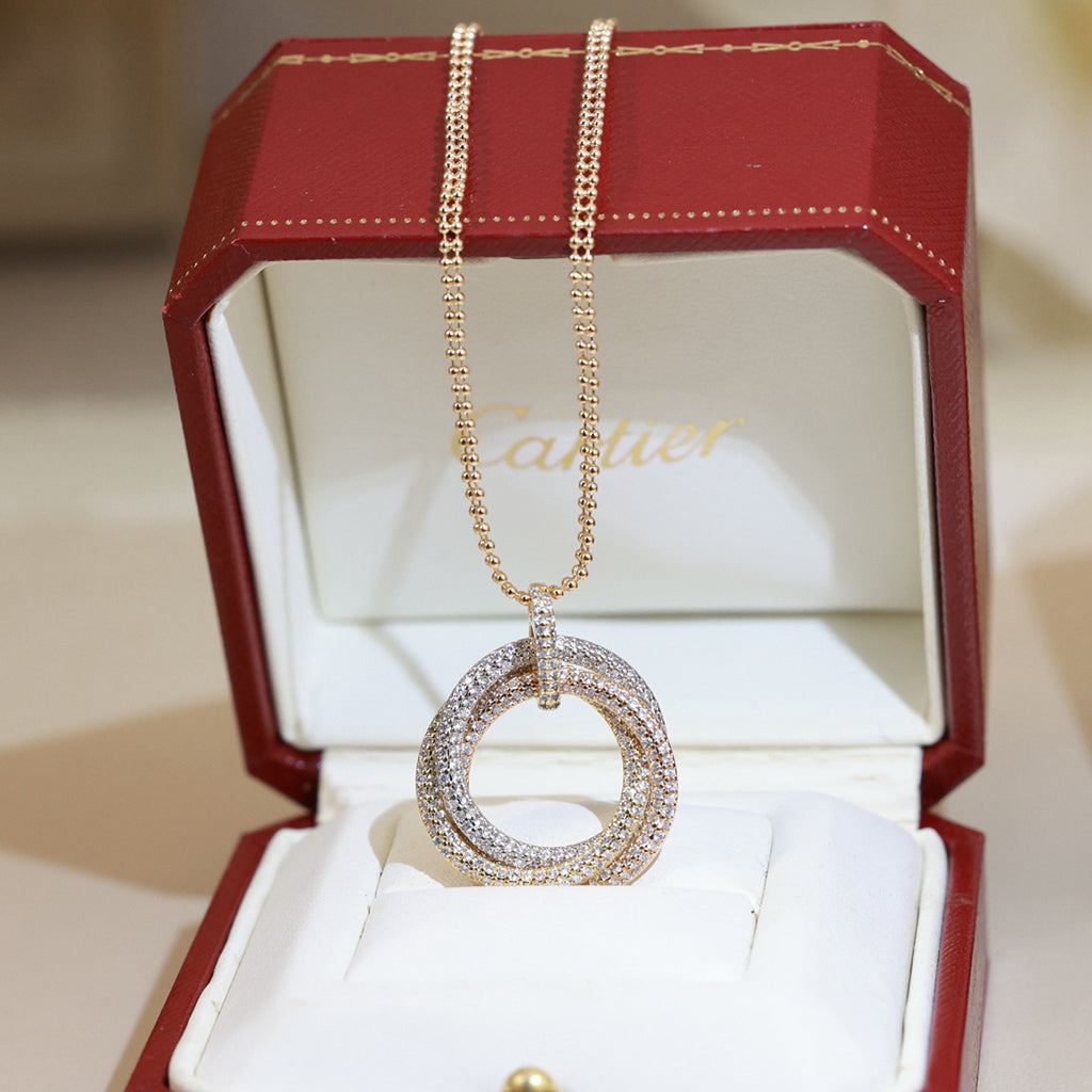 [Luxe Jewelry]TRINITY LARGE FULL DIAMOND  NECKLACE