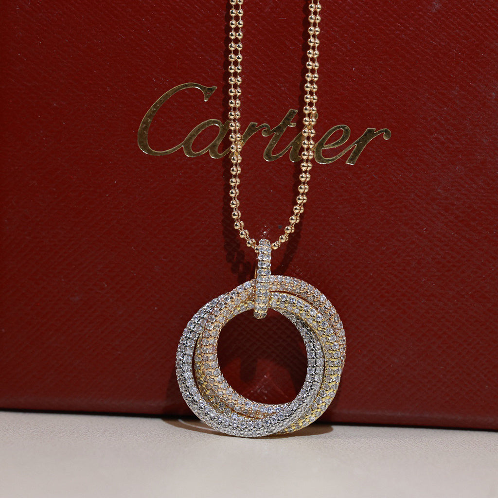 [Luxe Jewelry]TRINITY LARGE FULL DIAMOND  NECKLACE