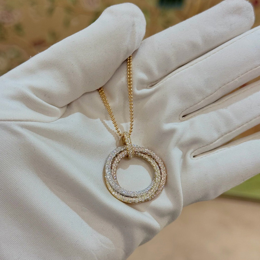 [Luxe Jewelry]TRINITY LARGE FULL DIAMOND  NECKLACE
