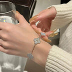 [Luxe] CLOVER 5 MOTIF PURPLE CHALCEDONY BRACELET COLLECTION