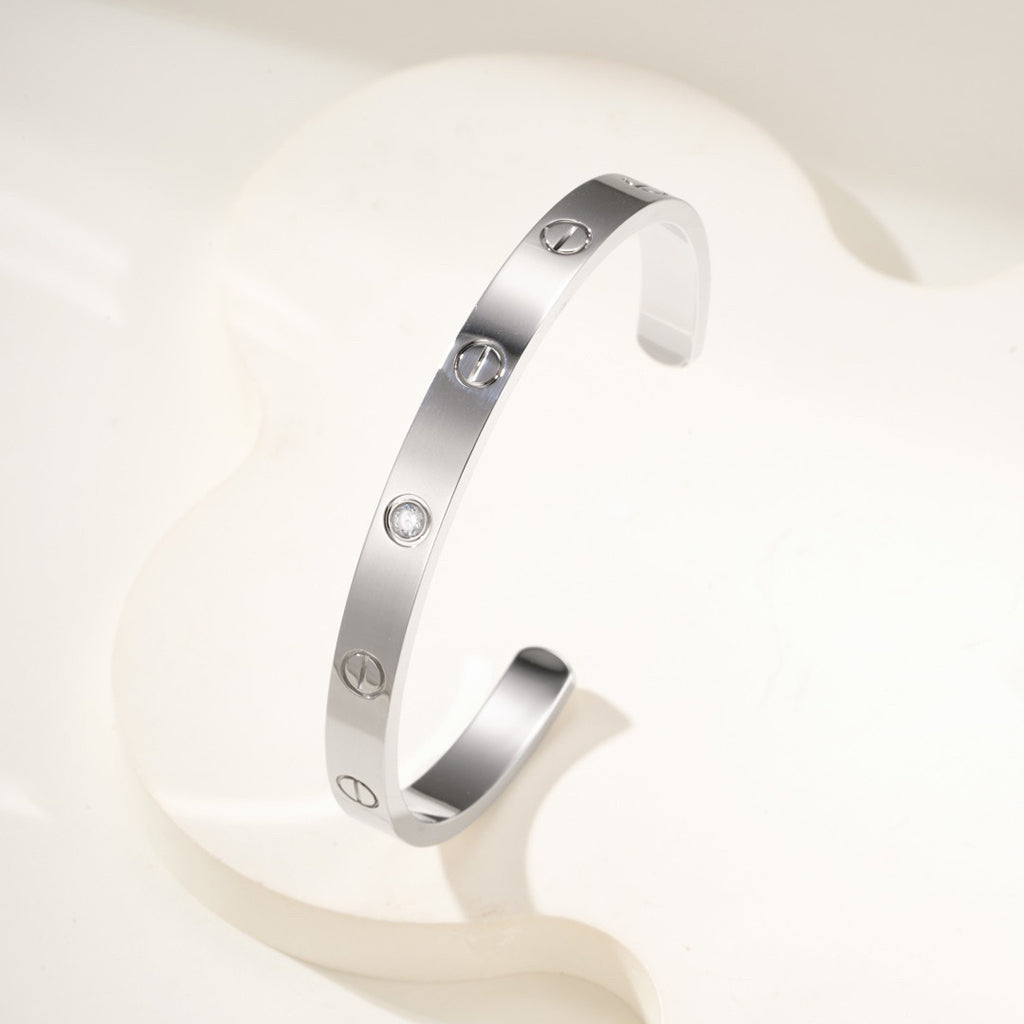 [Luxe Jewelry]LOVE BRACELET 6.1MM 1 DIAMOND OPEN CUFF