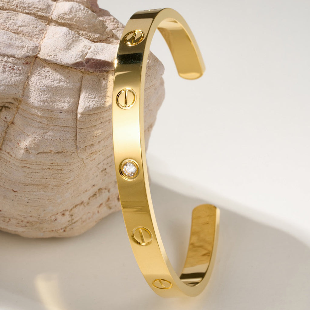 [Luxe Jewelry]LOVE BRACELET 6.1MM 1 DIAMOND OPEN CUFF