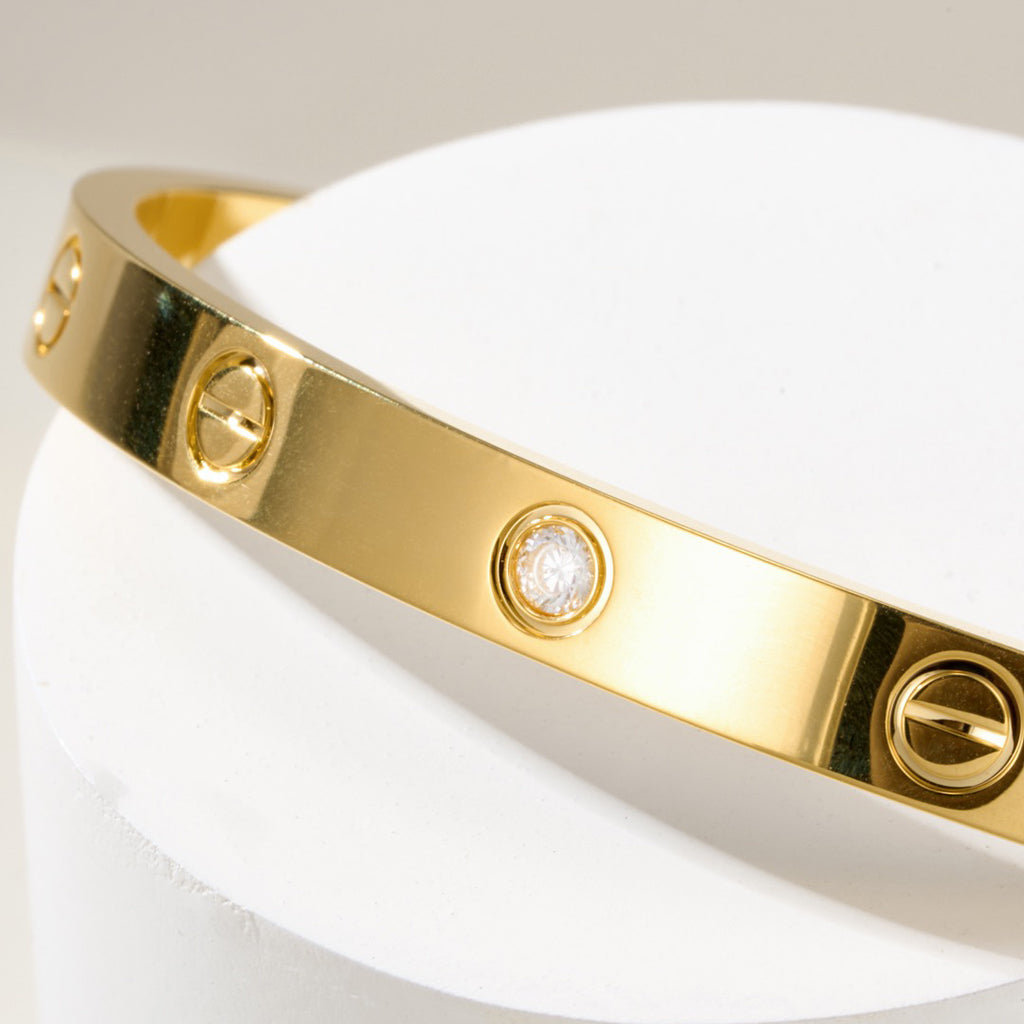 [Luxe Jewelry]LOVE BRACELET 6.1MM 1 DIAMOND OPEN CUFF