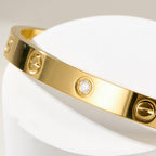 [Luxe Jewelry]LOVE BRACELET 6.1MM 1 DIAMOND OPEN CUFF