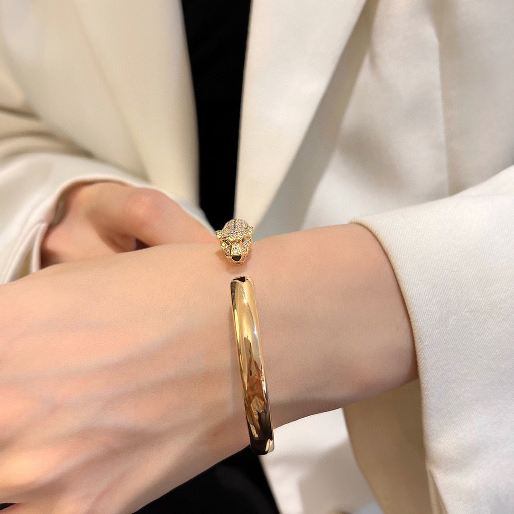 [Luxe Jewelry]PANTHERE HALF DIAMOND OPEN BRACELET