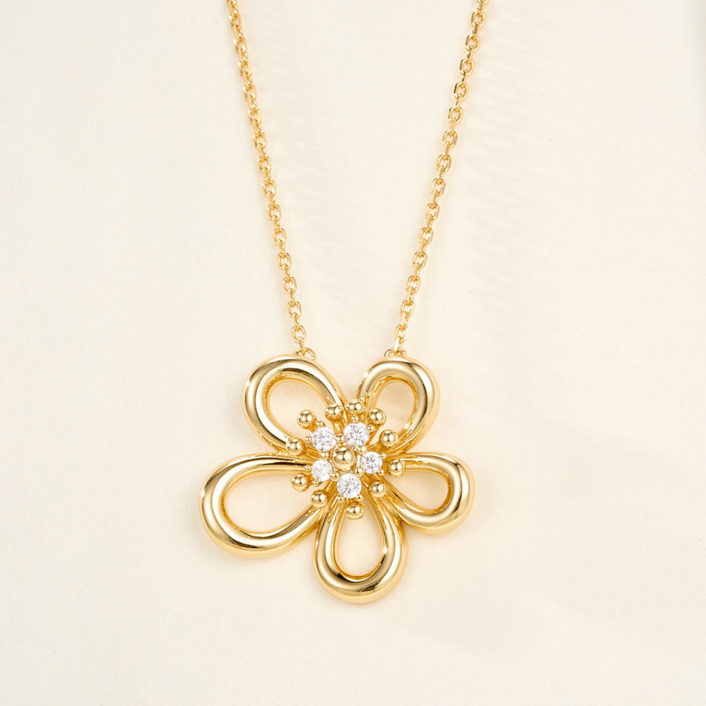 [Luxe JURI]FLOWERLACE NECKLACE 5 DIAMONDS