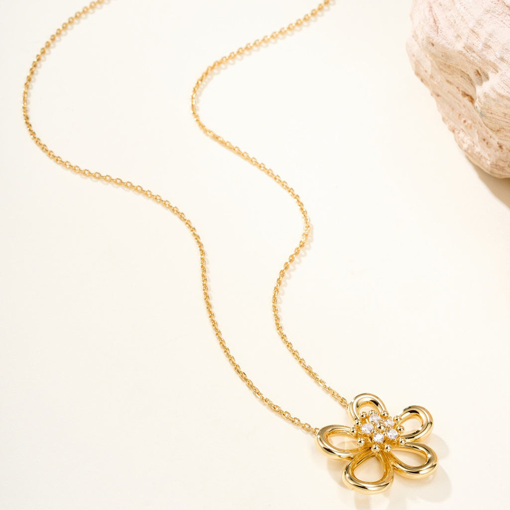 [Luxe JURI]FLOWERLACE NECKLACE 5 DIAMONDS