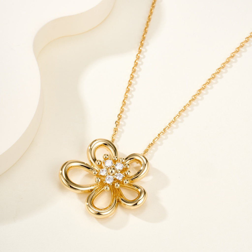 [Luxe JURI]FLOWERLACE NECKLACE 5 DIAMONDS