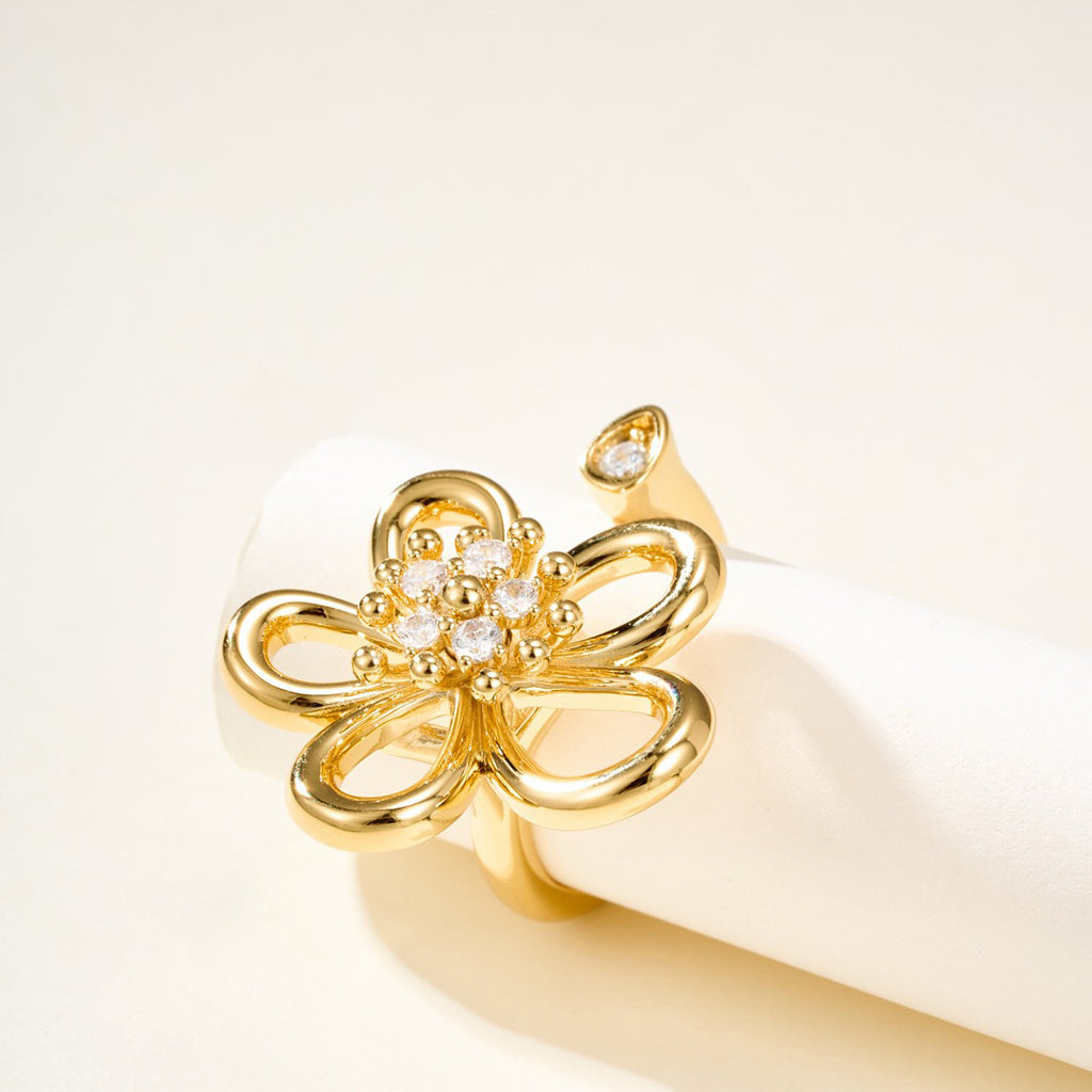 [Luxe JURI]  FLOWERLACE OPEN RING 5 DIAMONDS