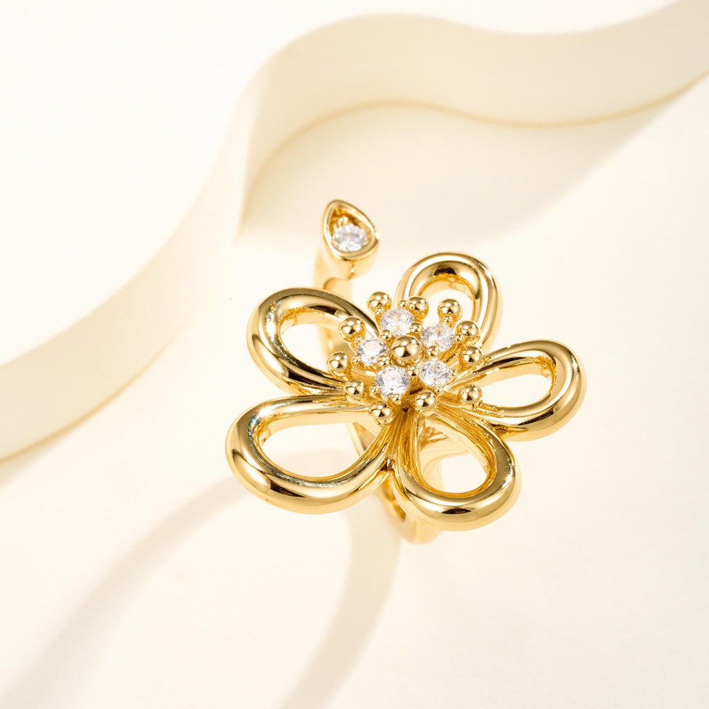 [Luxe JURI]  FLOWERLACE OPEN RING 5 DIAMONDS