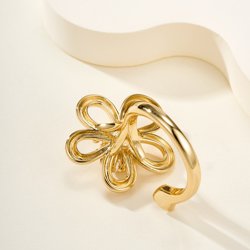 [Luxe JURI]  FLOWERLACE OPEN RING 5 DIAMONDS