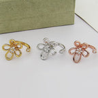 [Luxe JURI]  FLOWERLACE OPEN RING 5 DIAMONDS