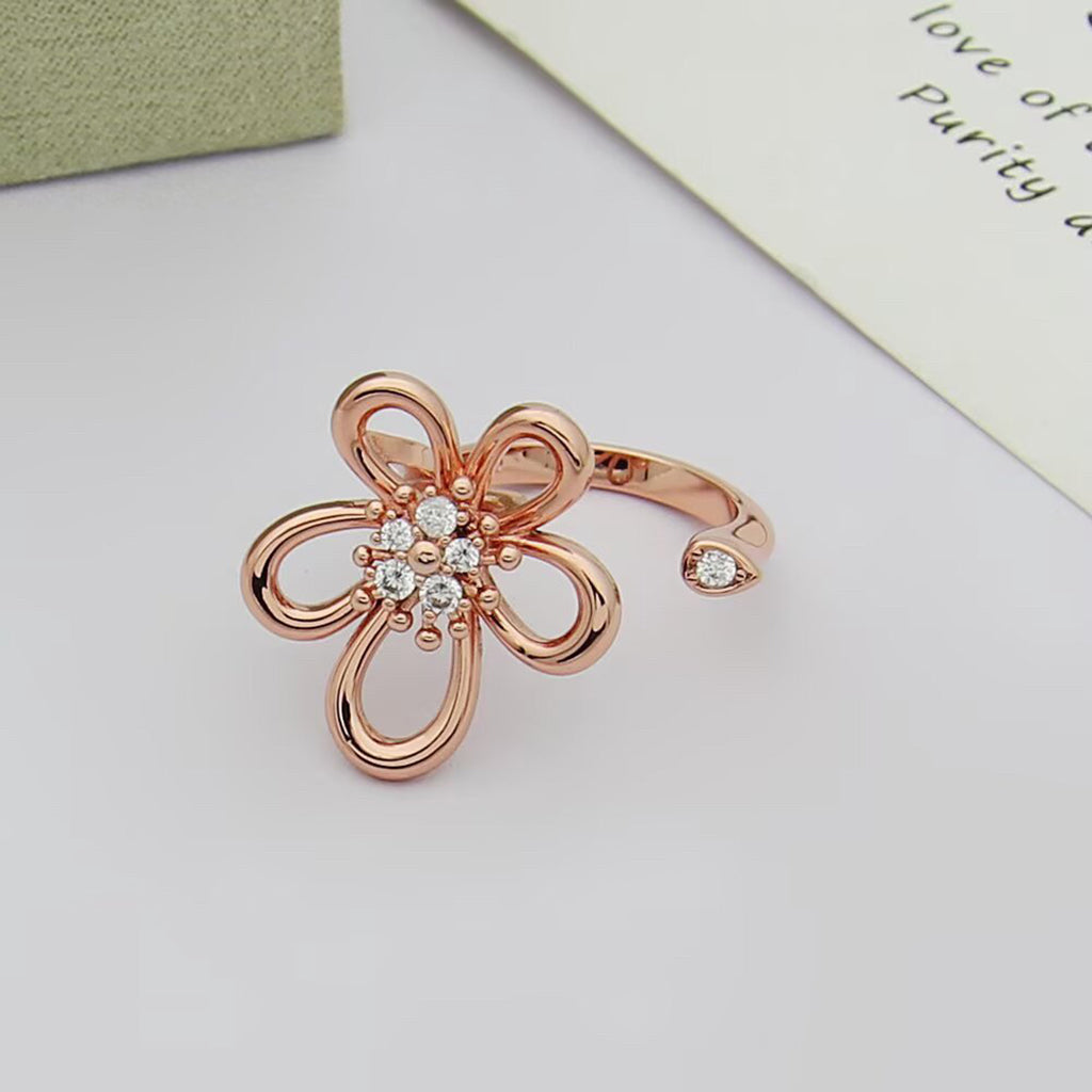 [Luxe JURI]  FLOWERLACE OPEN RING 5 DIAMONDS