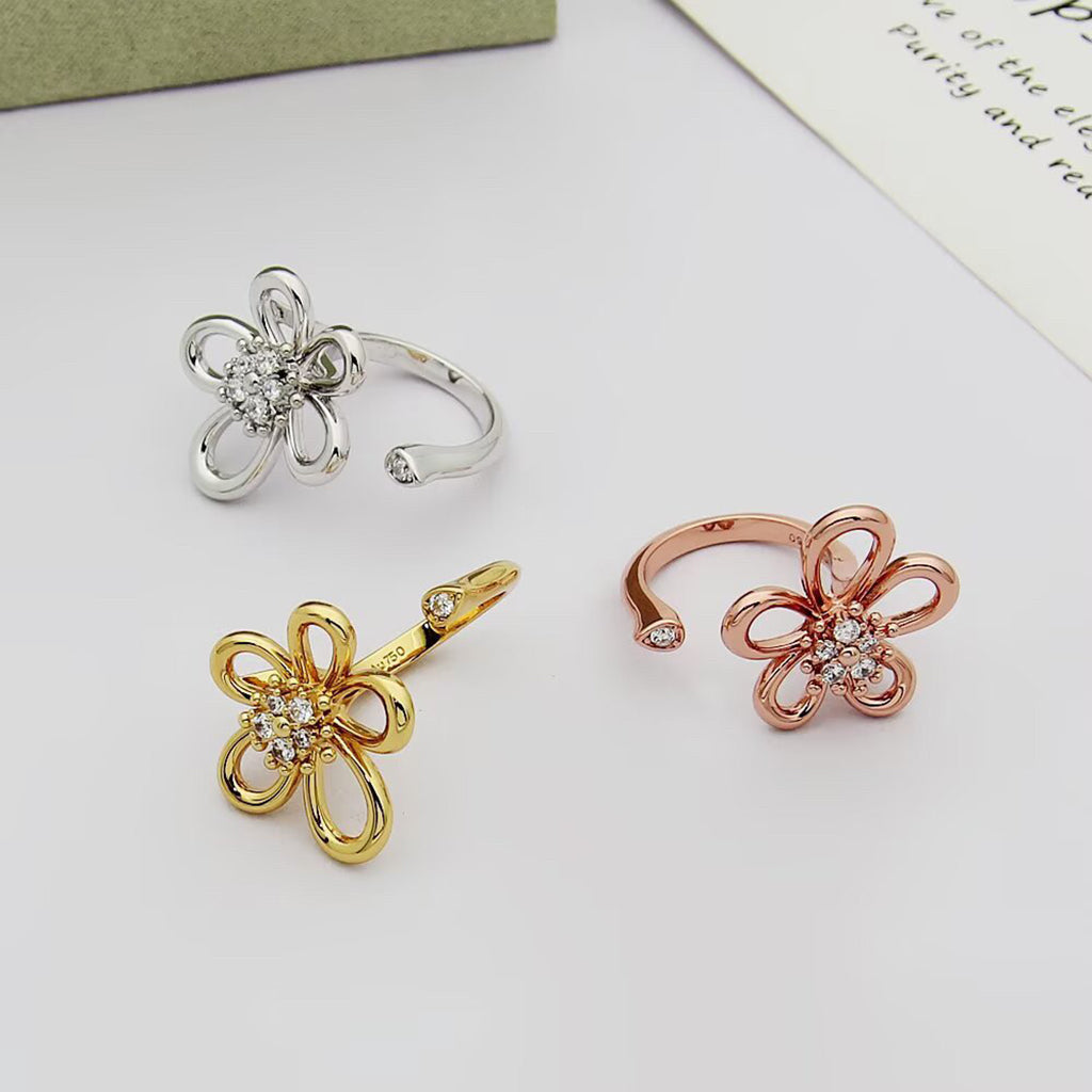 [Luxe JURI]  FLOWERLACE OPEN RING 5 DIAMONDS