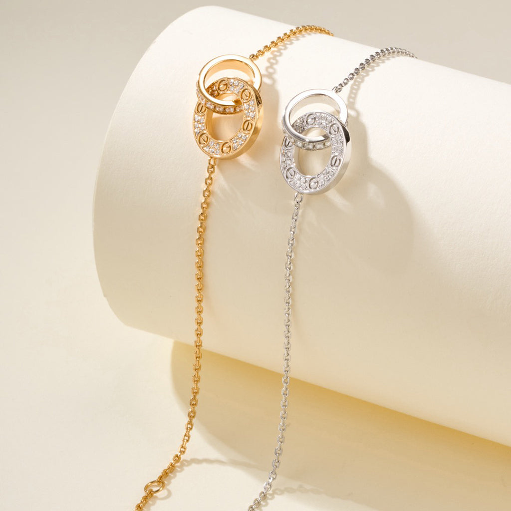 [Luxe Jewelry]LOVE DOUBLE RING FULL DIAMOND BRACELET