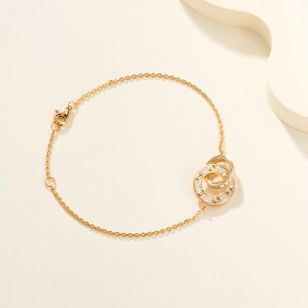 [Luxe Jewelry]LOVE DOUBLE RING FULL DIAMOND BRACELET