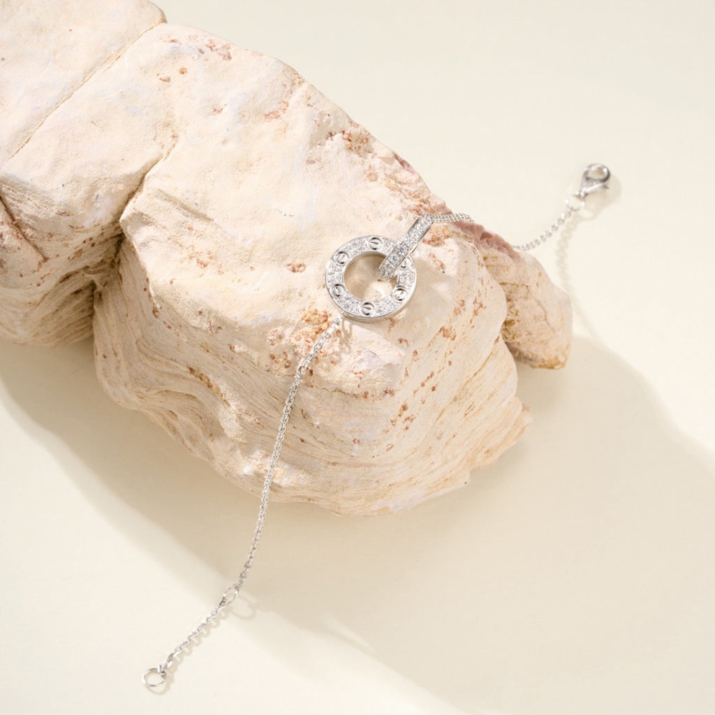 [Luxe Jewelry]LOVE DOUBLE RING FULL DIAMOND BRACELET