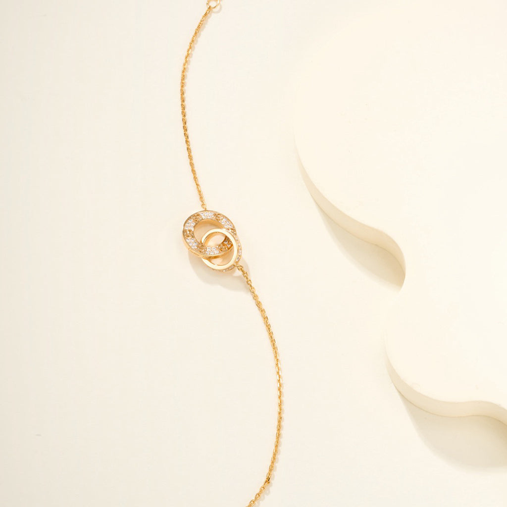 [Luxe Jewelry]LOVE DOUBLE RING FULL DIAMOND BRACELET