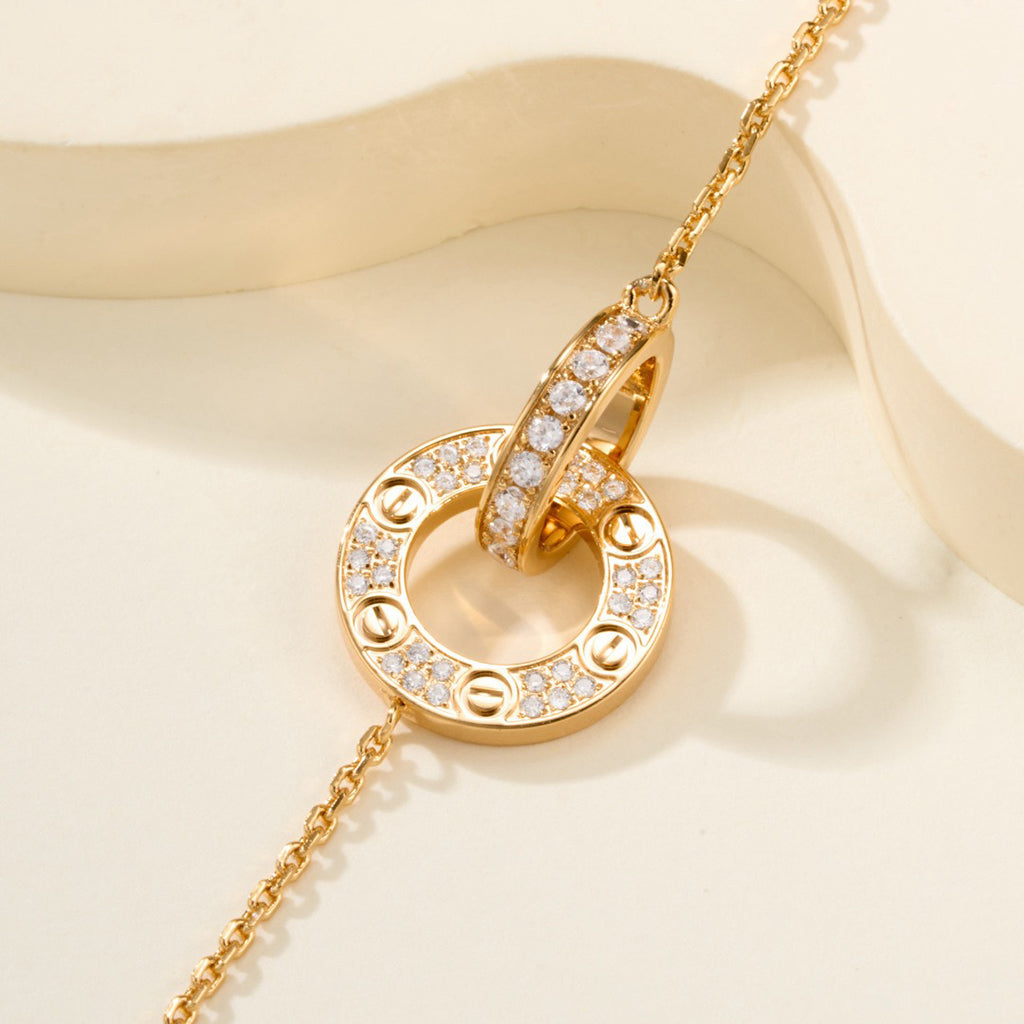 [Luxe Jewelry]LOVE DOUBLE RING FULL DIAMOND BRACELET