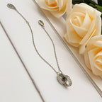 [Luxe Jewelry]LOVE DOUBLE RING HALF DIAMOND BRACELET