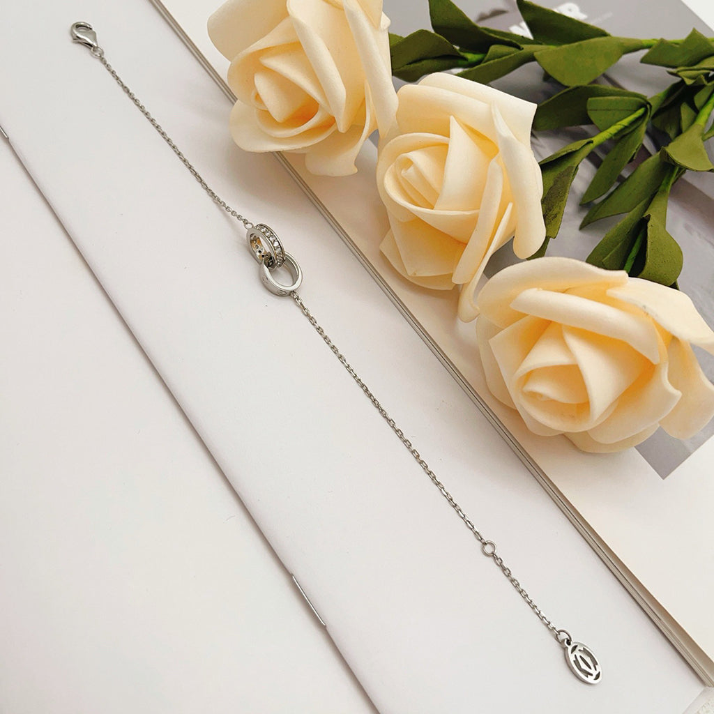 [Luxe Jewelry]LOVE DOUBLE RING HALF DIAMOND BRACELET