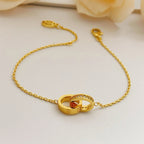 [Luxe Jewelry]LOVE DOUBLE RING HALF DIAMOND BRACELET