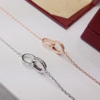 [Luxe Jewelry]LOVE DOUBLE RING HALF DIAMOND BRACELET