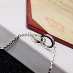 [Luxe Jewelry]LOVE DOUBLE RING HALF DIAMOND BRACELET