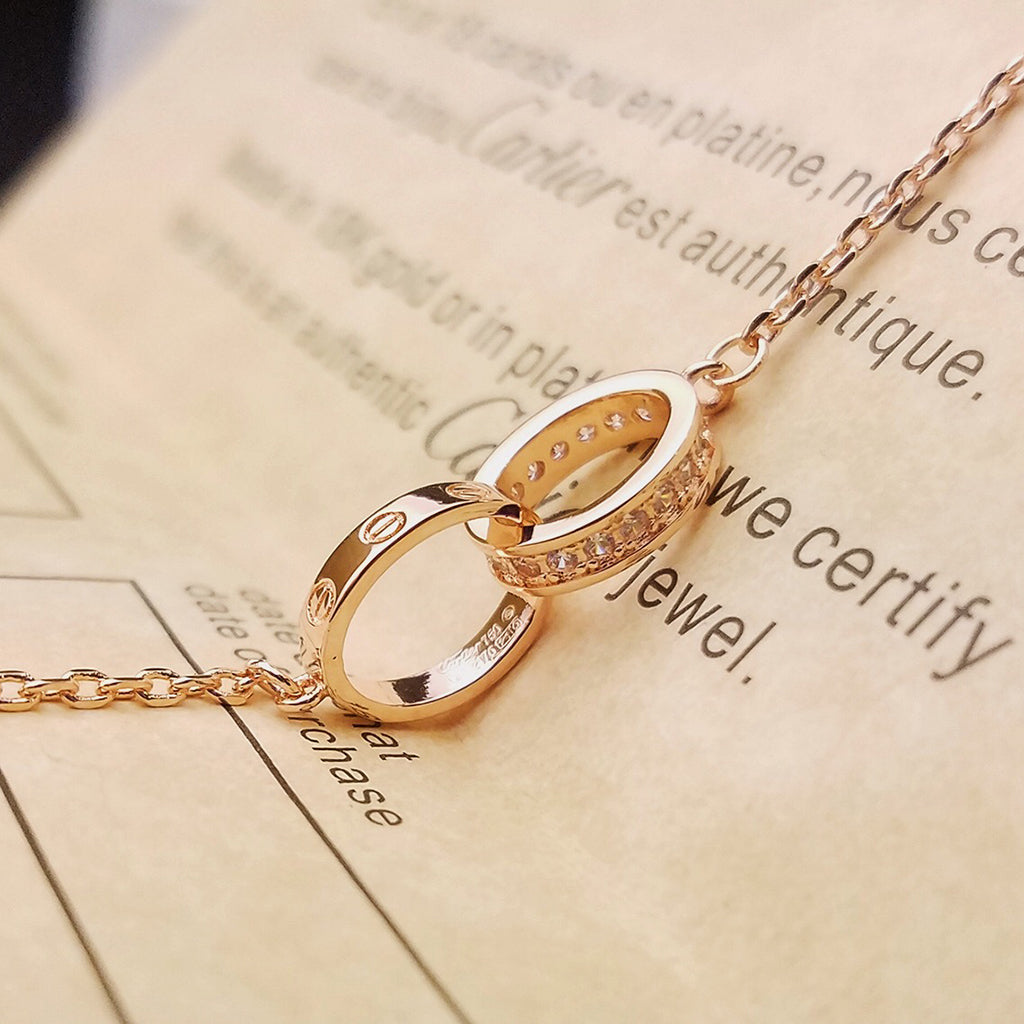 [Luxe Jewelry]LOVE DOUBLE RING HALF DIAMOND BRACELET