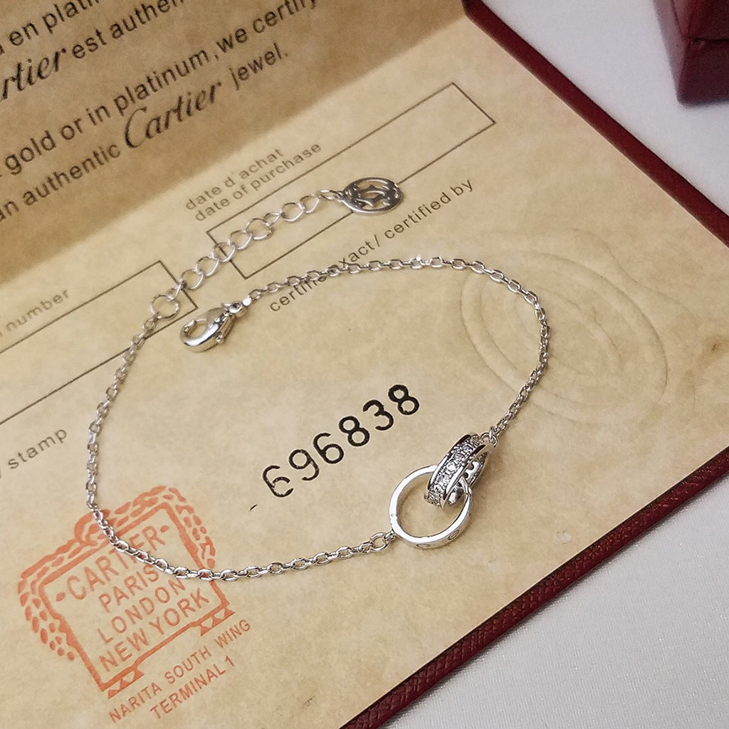 [Luxe Jewelry]LOVE DOUBLE RING HALF DIAMOND BRACELET