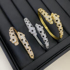 [Luxe Jewelry]PANTHERE DOUBLE HEADED HALF DIAMOND OPEN BRACELET