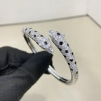[Luxe Jewelry]PANTHERE DOUBLE HEADED HALF DIAMOND OPEN BRACELET