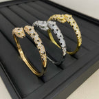 [Luxe Jewelry]PANTHERE DOUBLE HEADED HALF DIAMOND OPEN BRACELET