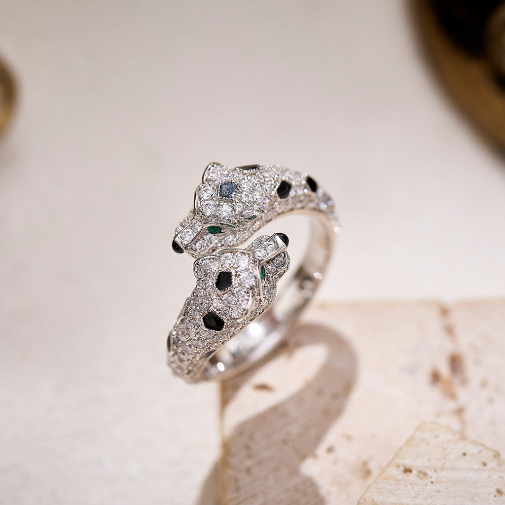 [Luxe Jewelry]PANTHERE DOUBLE HEADED FULL DIAMOND  RING