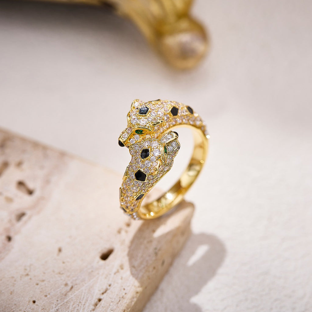 [Luxe Jewelry]PANTHERE DOUBLE HEADED FULL DIAMOND  RING