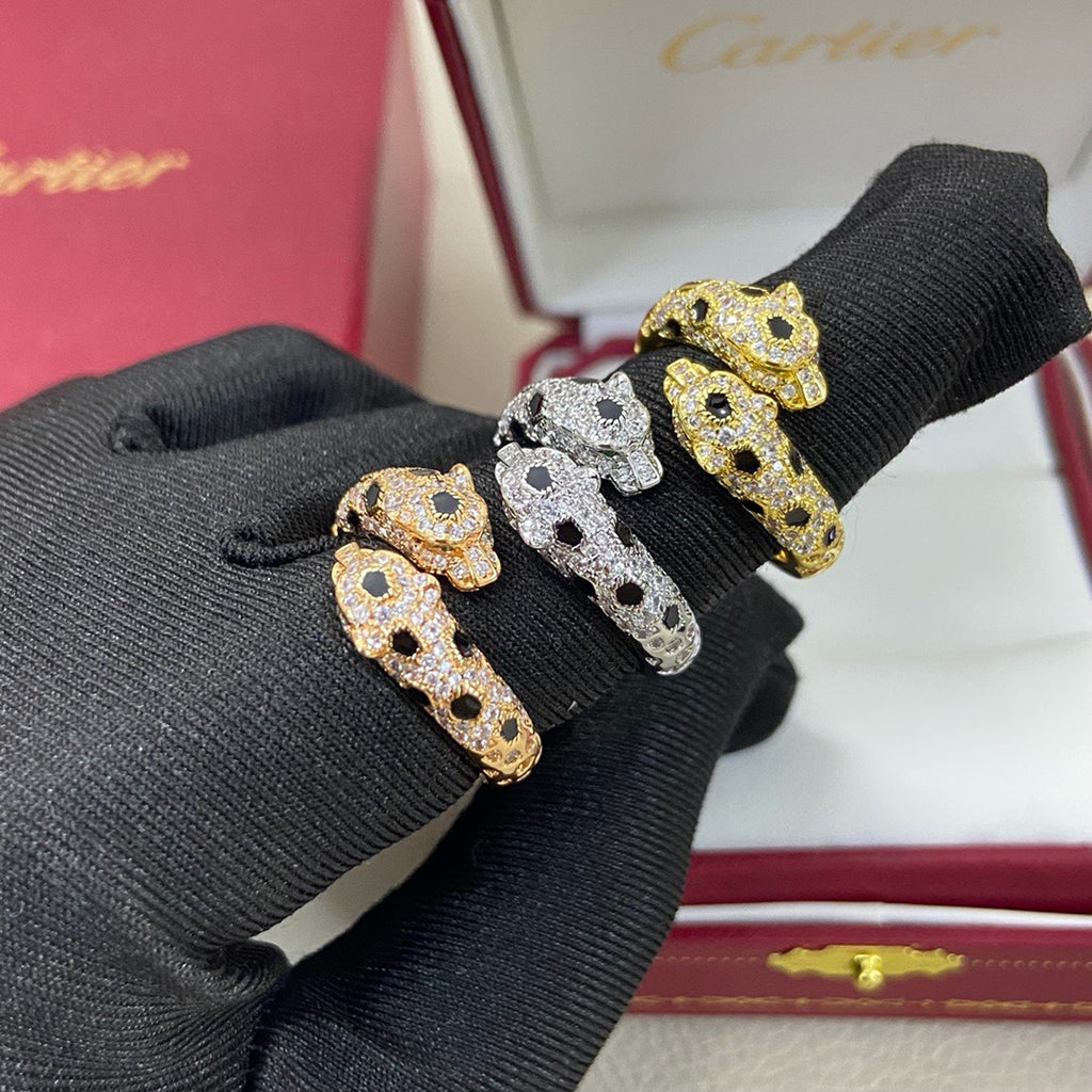 [Luxe Jewelry]PANTHERE DOUBLE HEADED FULL DIAMOND  RING