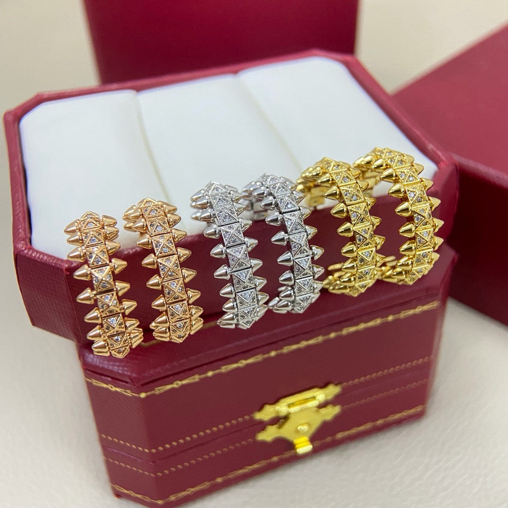 [Luxe Jewelry]CLASH 6.4MM FULL DIAMOND SMALL EARRINGS