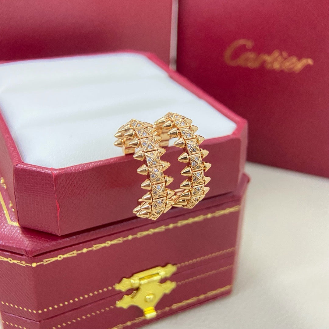 [Luxe Jewelry]CLASH 6.4MM FULL DIAMOND SMALL EARRINGS