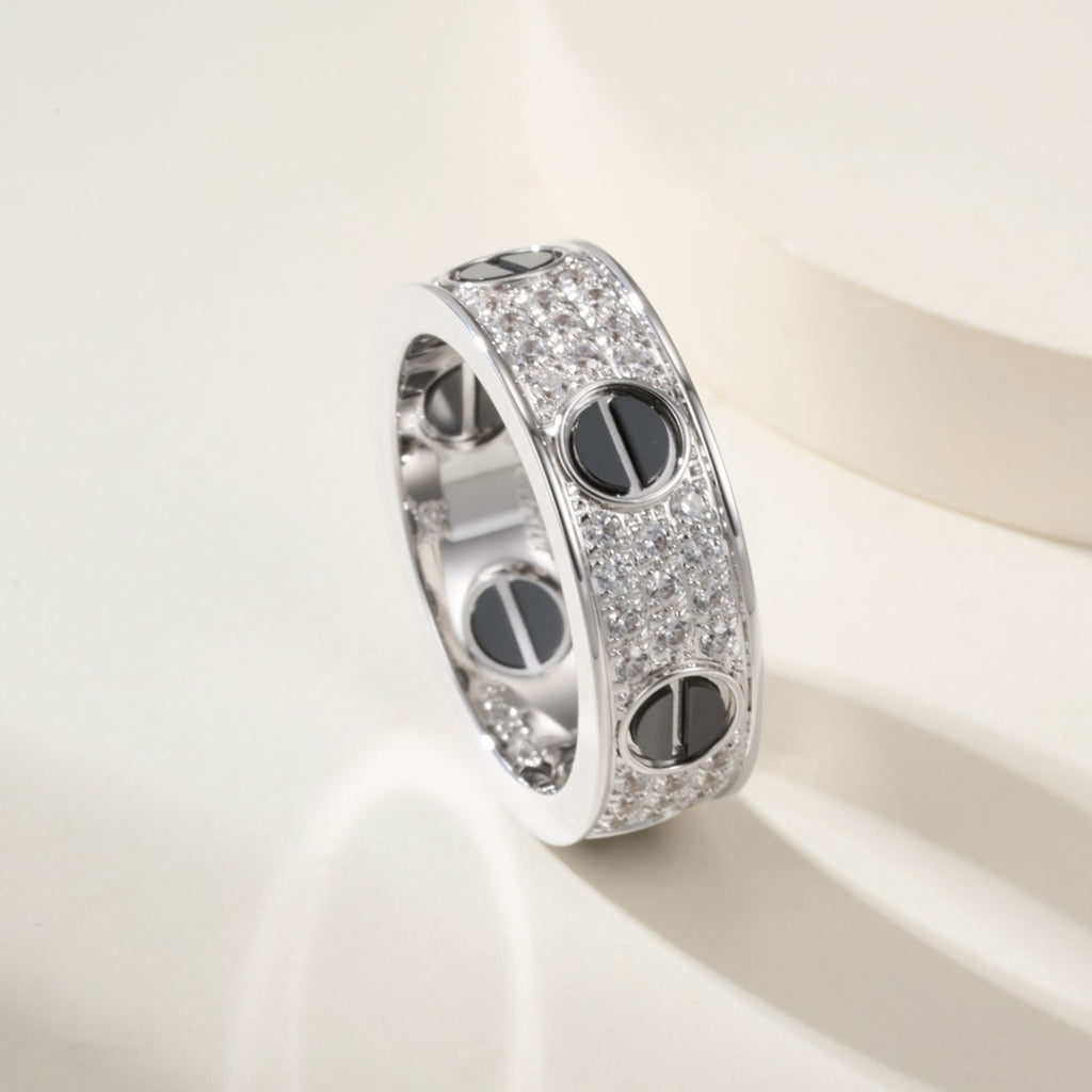 [Luxe Jewelry]LOVE RING 5.5MM DIAMONDS PAVED CERAMIC