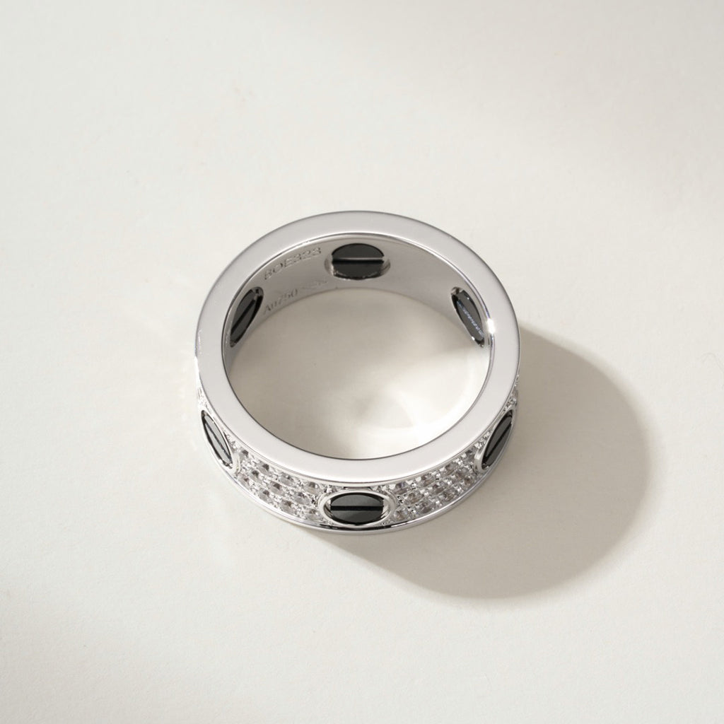 [Luxe Jewelry]LOVE RING 5.5MM DIAMONDS PAVED CERAMIC