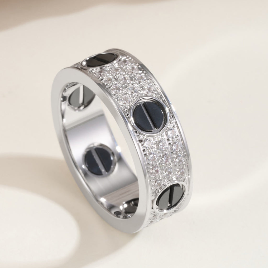 [Luxe Jewelry]LOVE RING 5.5MM DIAMONDS PAVED CERAMIC